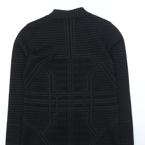 FreeQuent Womens Black High Neck Geometric Polyamide Pullover Jumper Size M