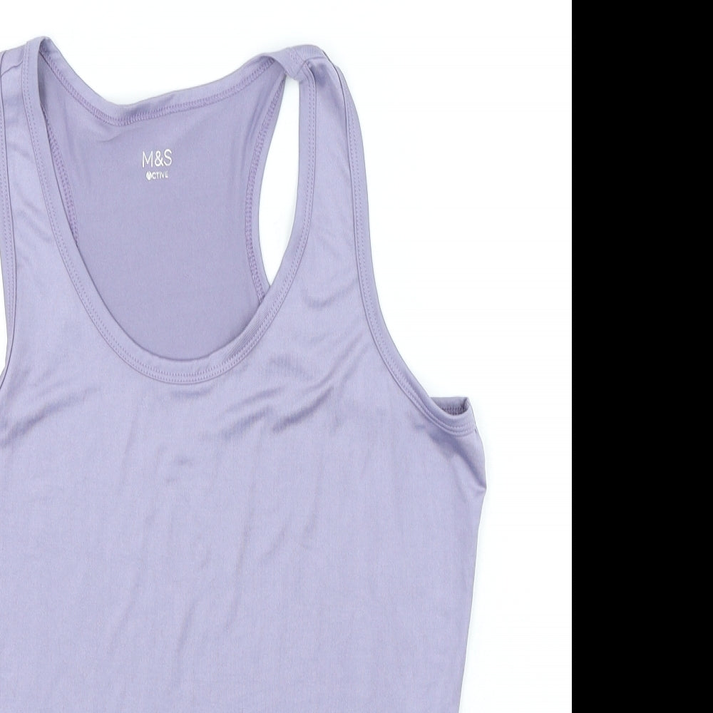 Marks and Spencer Womens Purple Polyester Camisole Tank Size 14 Round Neck