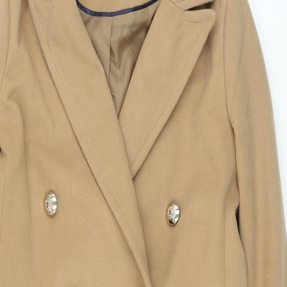 Topshop Womens Brown Overcoat Coat Size 4 Buckle