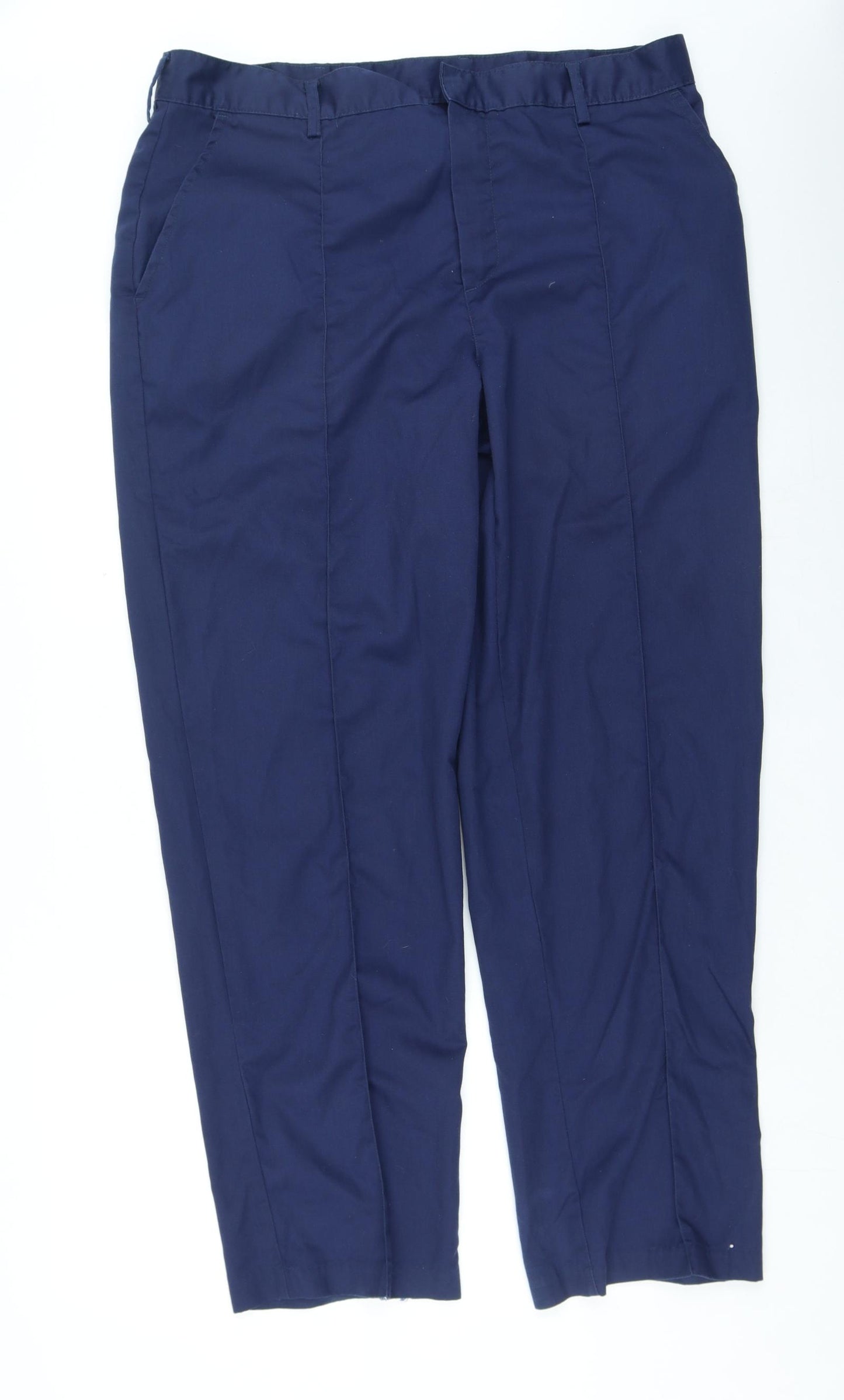 Preworn Womens Blue Polyester Trousers Size 38 in L32 in Regular Zip