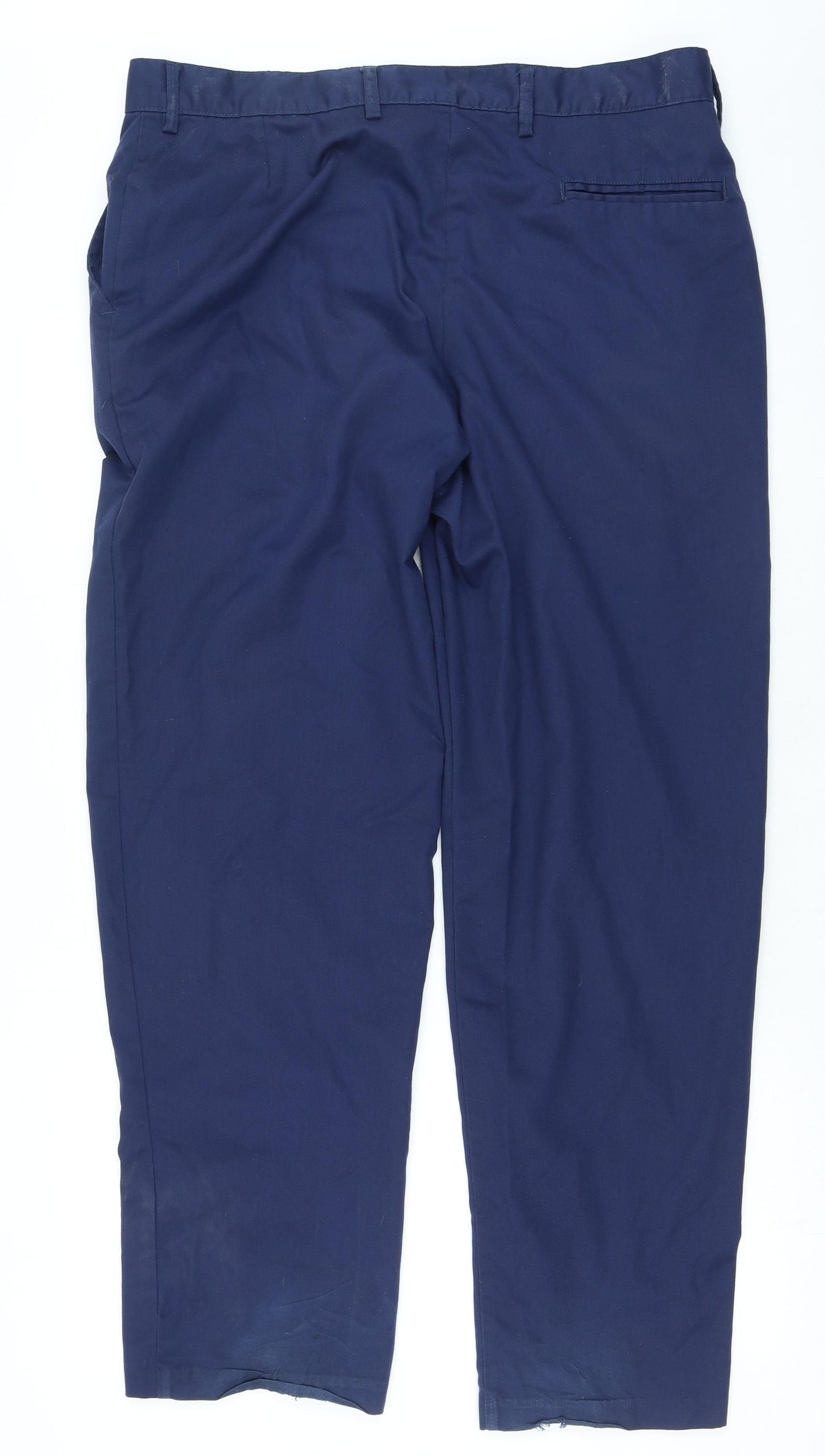 Preworn Womens Blue Polyester Trousers Size 38 in L32 in Regular Zip