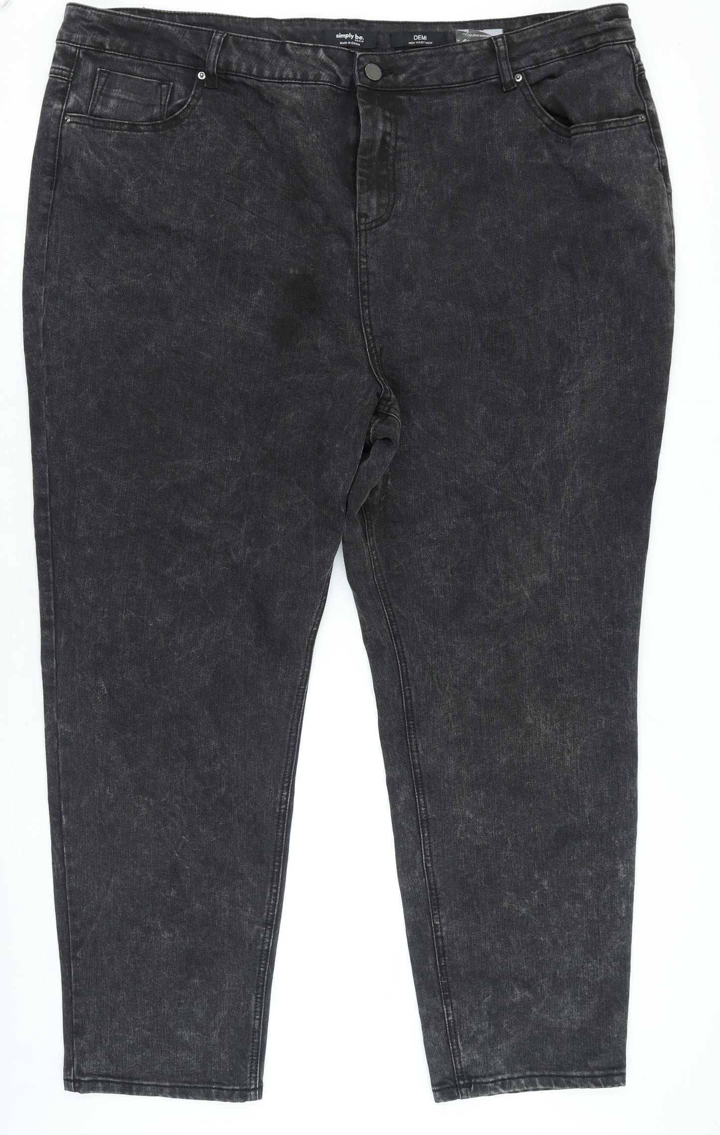 Simply Be Womens Grey Cotton Straight Jeans Size 28 L29 in Regular Zip