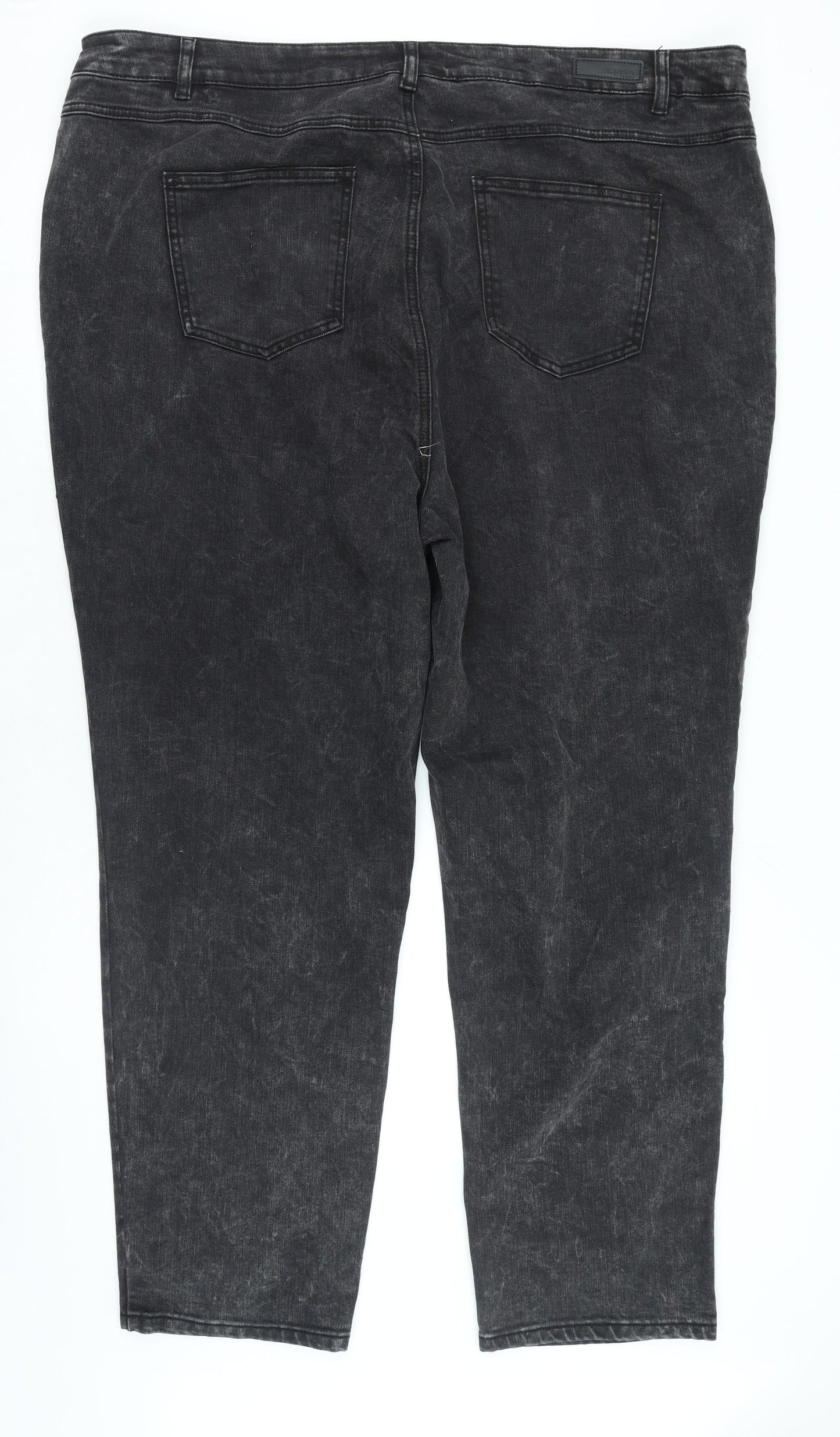 Simply Be Womens Grey Cotton Straight Jeans Size 28 L29 in Regular Zip