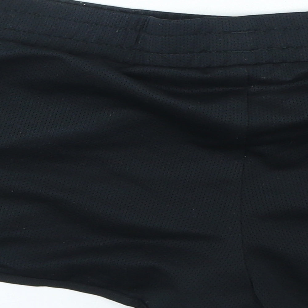 adidas Womens Black Striped Polyester Hot Pants Shorts Size 10 L4 in Regular Drawstring