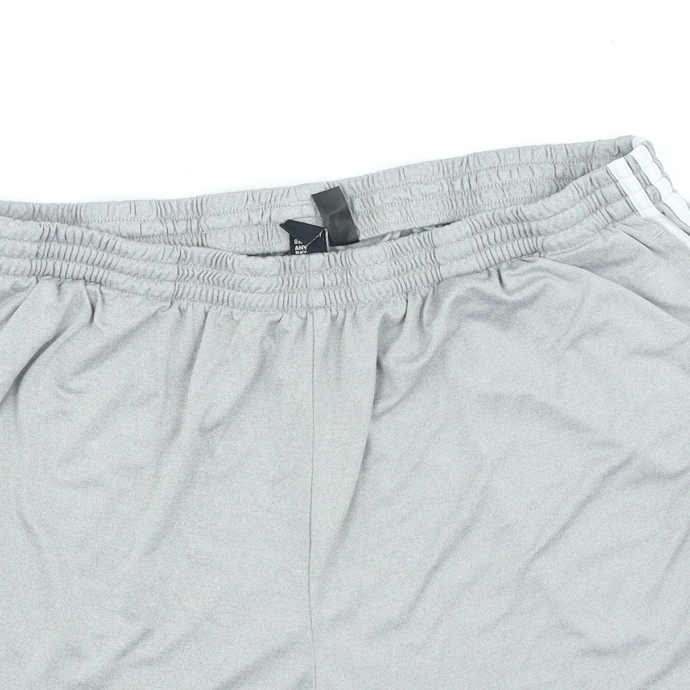 adidas Mens Grey Striped Polyester Sweat Shorts Size 2XL L7 in Regular Drawstring