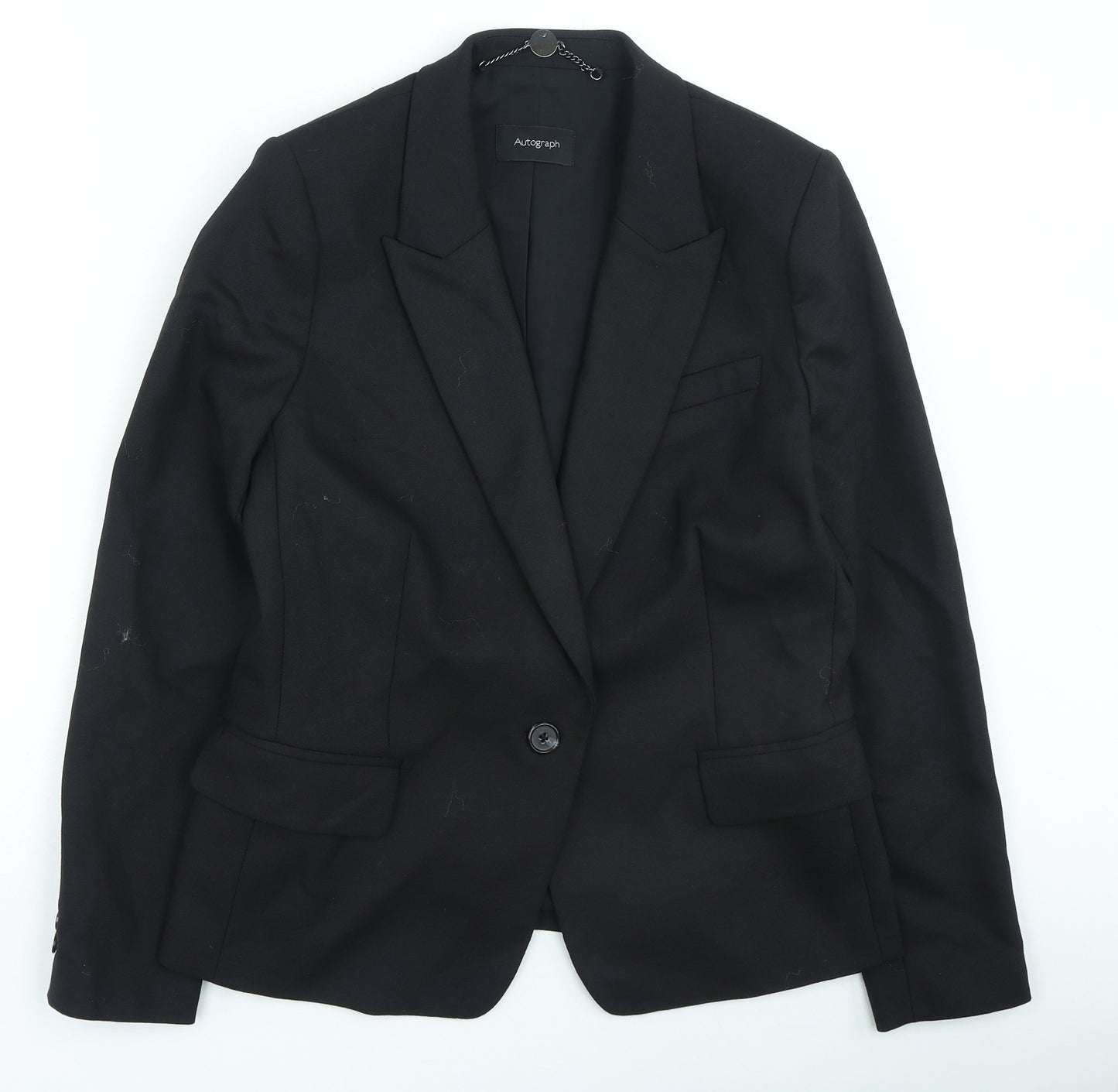 Marks and Spencer Womens Black Jacket Blazer Size 12 Button