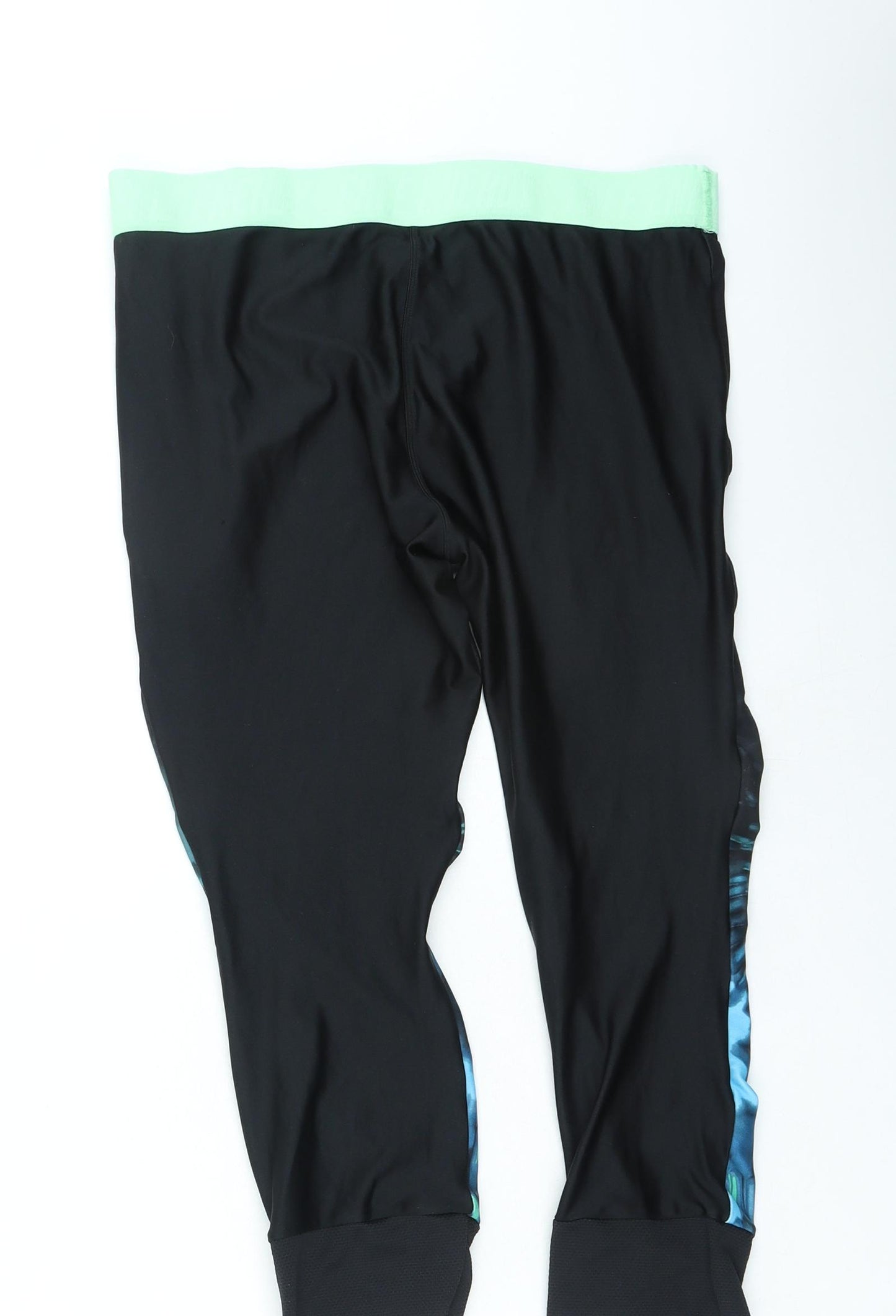 DOMYOS Womens Black Geometric Polyester Cropped Leggings Size 32 in L20 in