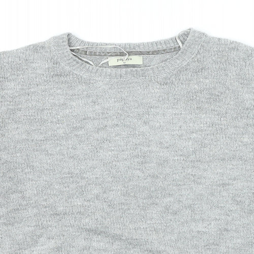 Papaya Womens Grey Round Neck Acrylic Pullover Jumper Size M