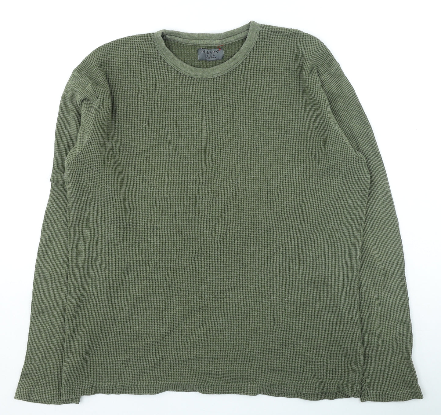 Primark Mens Green Round Neck Cotton Pullover Jumper Size M