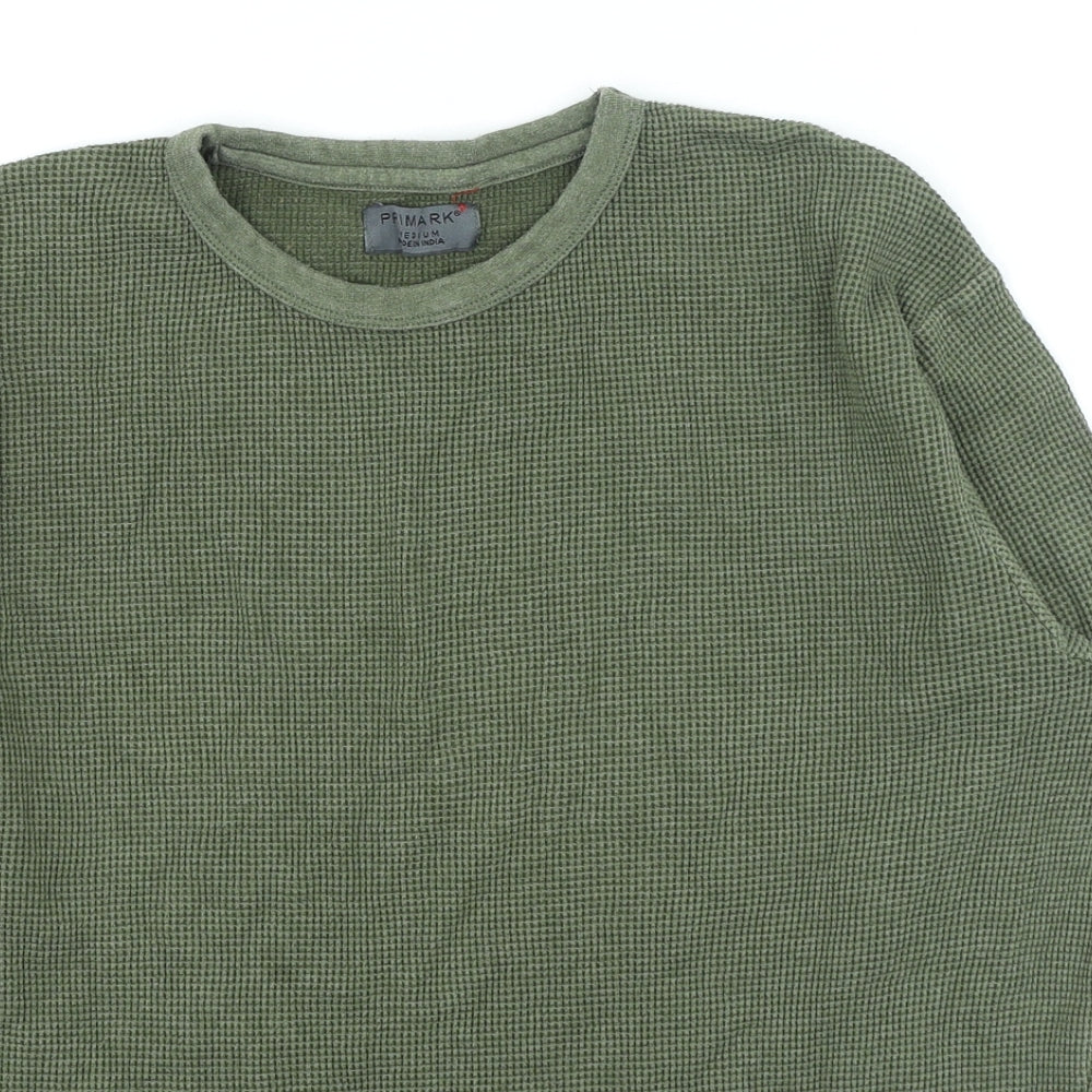 Primark Mens Green Round Neck Cotton Pullover Jumper Size M