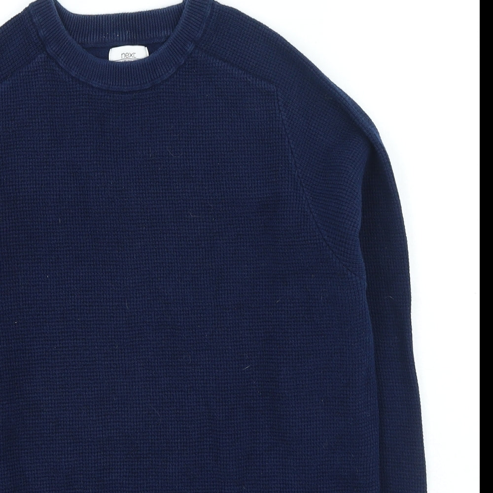 NEXT Mens Blue Round Neck Cotton Pullover Jumper Size M