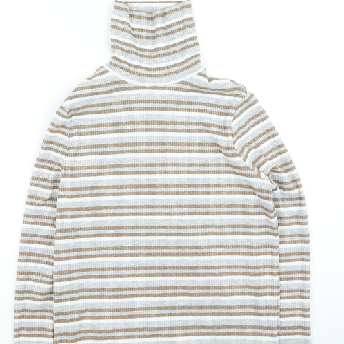 Marks and Spencer Womens Multicoloured Roll Neck Striped Polyester Pullover Jumper Size 14