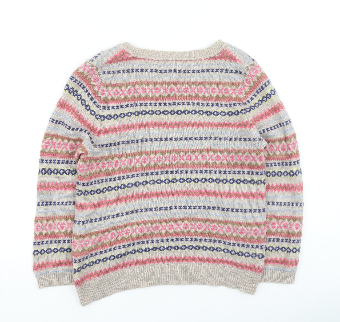 White Stuff Womens Multicoloured V-Neck Geometric Viscose Cardigan Jumper Size 12