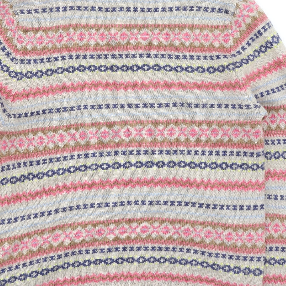 White Stuff Womens Multicoloured V-Neck Geometric Viscose Cardigan Jumper Size 12