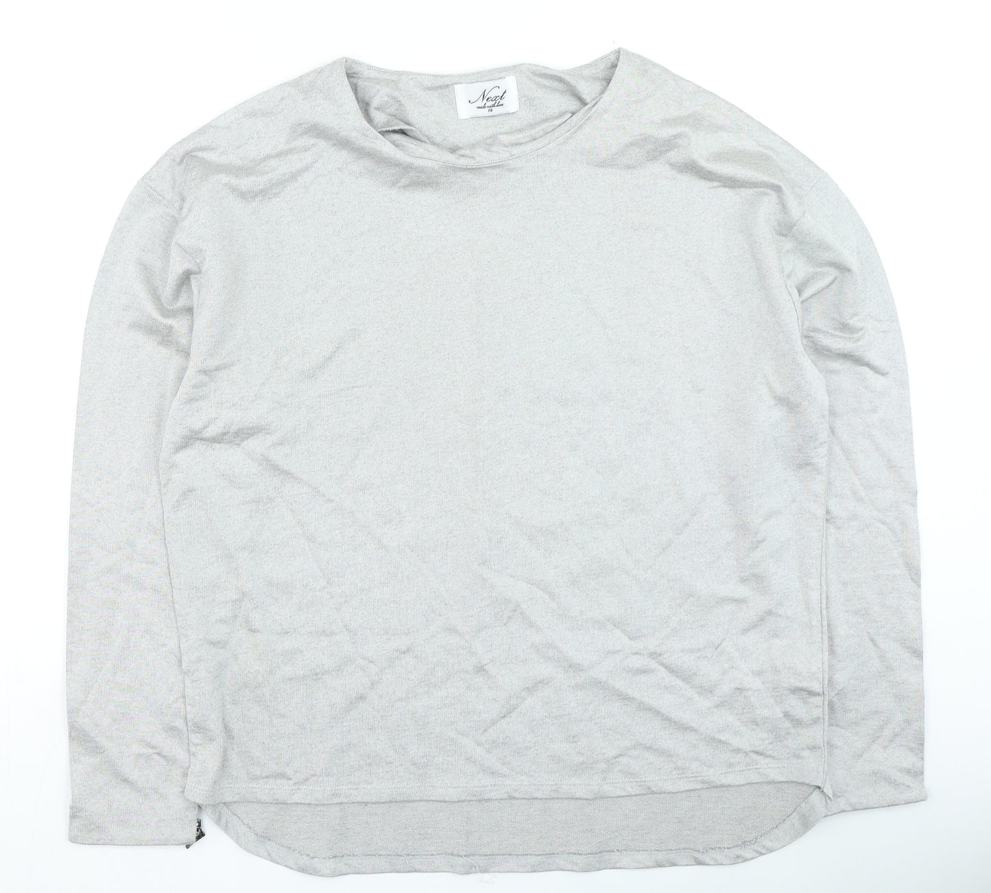 NEXT Womens Grey Round Neck Cotton Pullover Jumper Size 14