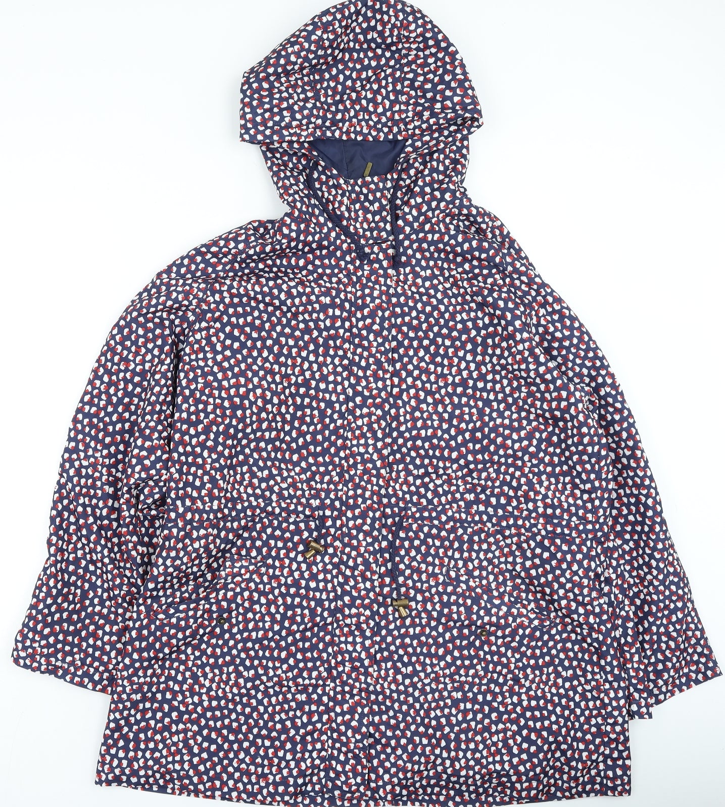 peacoks Womens Blue Geometric Rain Coat Coat Size 20 Zip