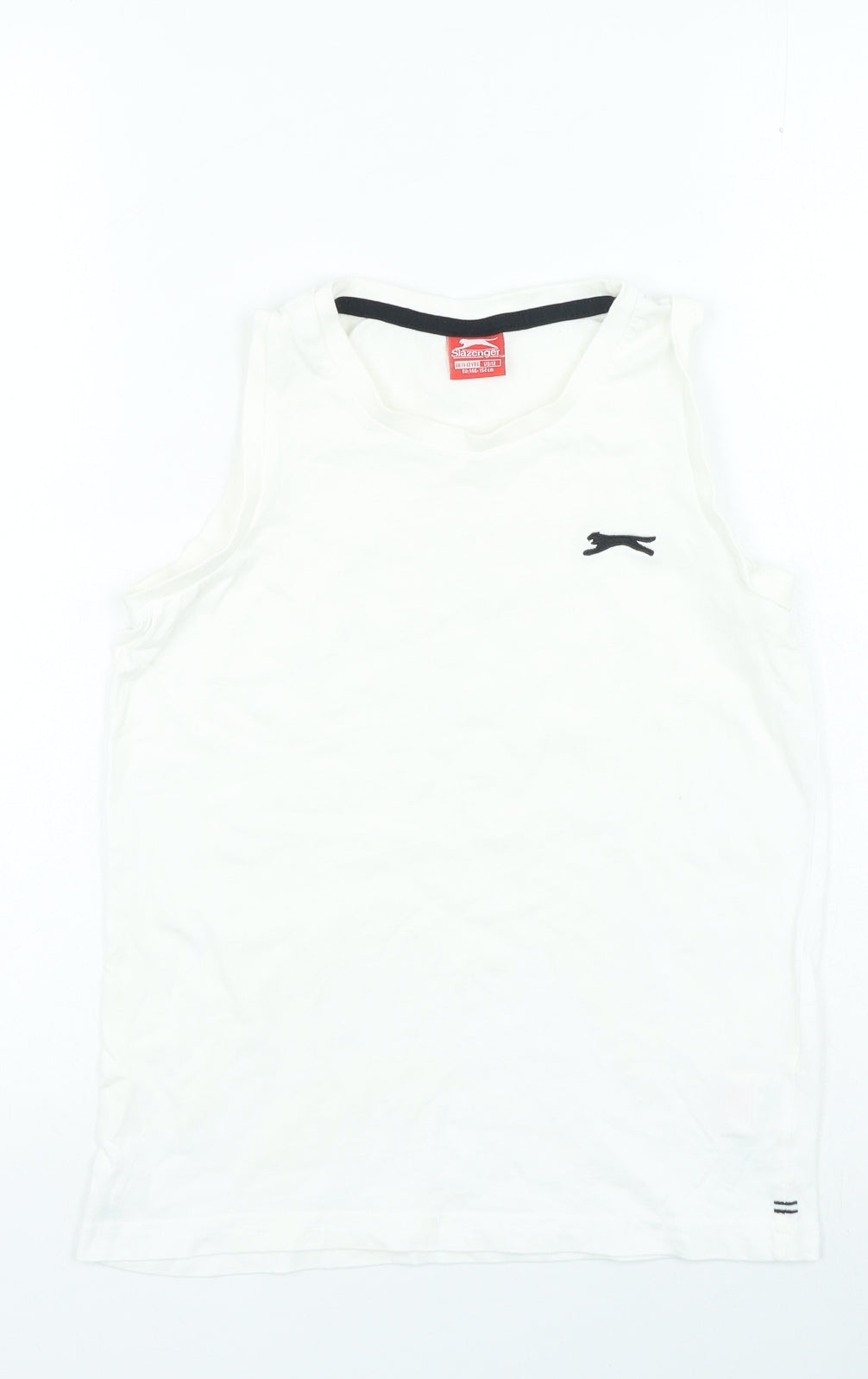 Slazenger Boys White Cotton Basic Tank Size 11-12 Years Round Neck Pullover