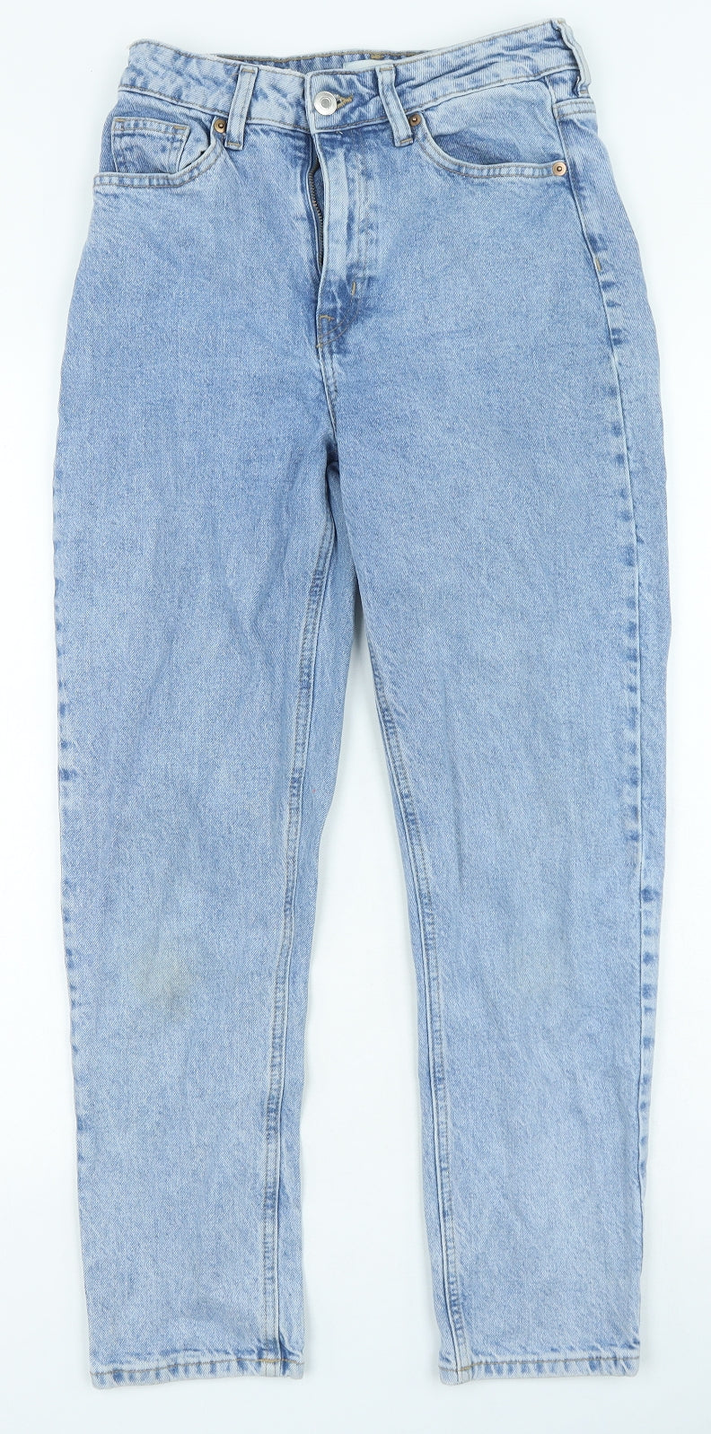 H&M Womens Blue Cotton Mom Jeans Size 4 L24 in Regular Zip