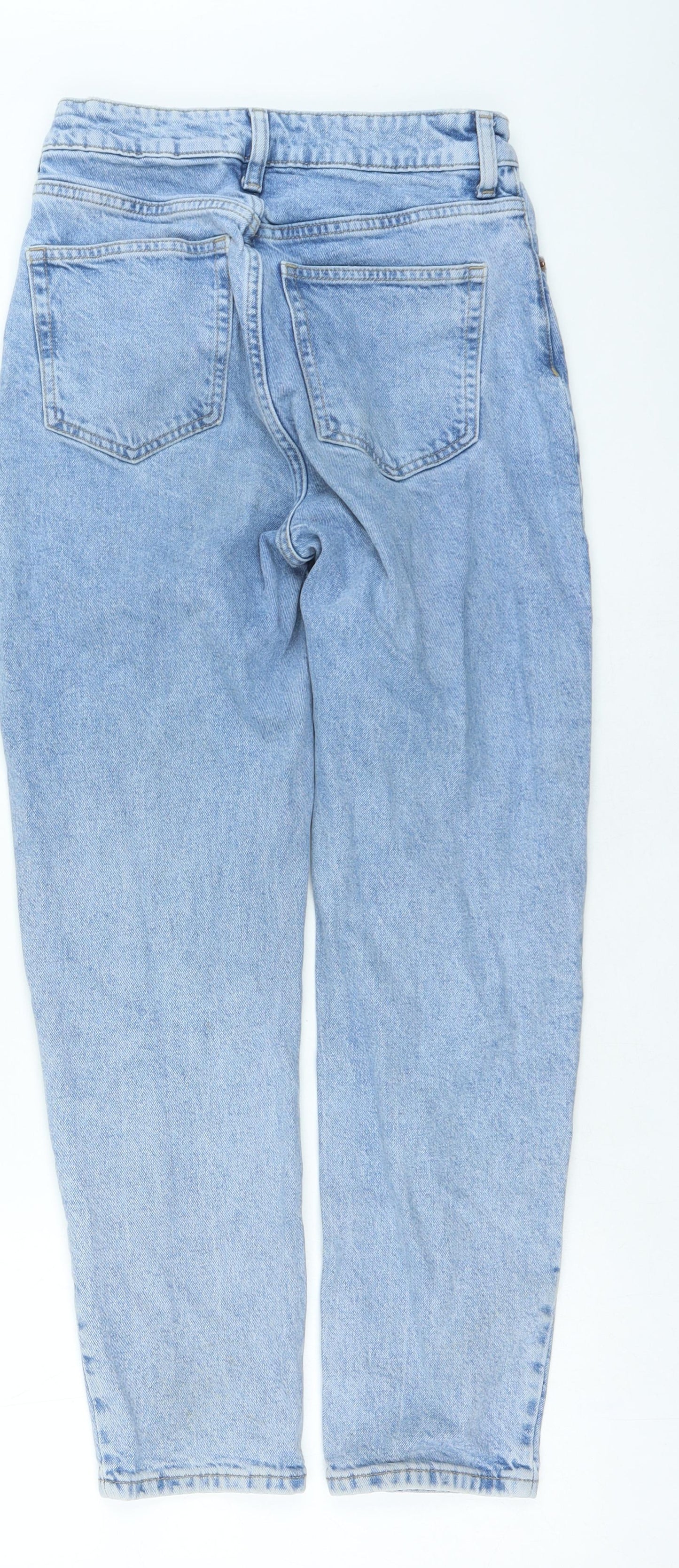 H&M Womens Blue Cotton Mom Jeans Size 4 L24 in Regular Zip