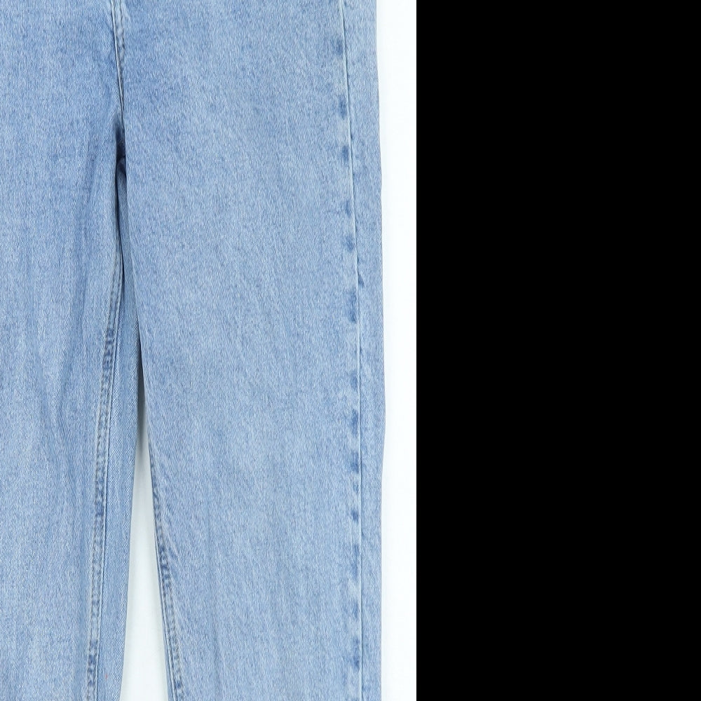 H&M Womens Blue Cotton Mom Jeans Size 4 L24 in Regular Zip