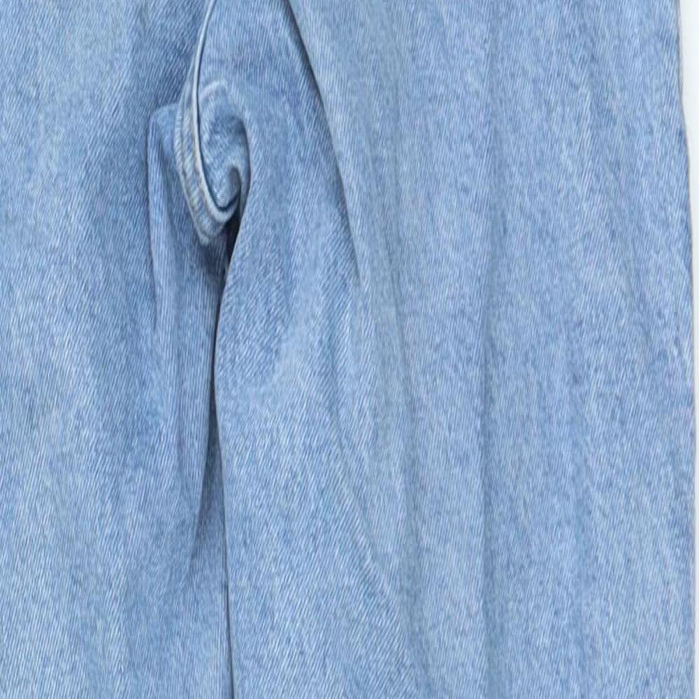 H&M Womens Blue Cotton Mom Jeans Size 4 L24 in Regular Zip
