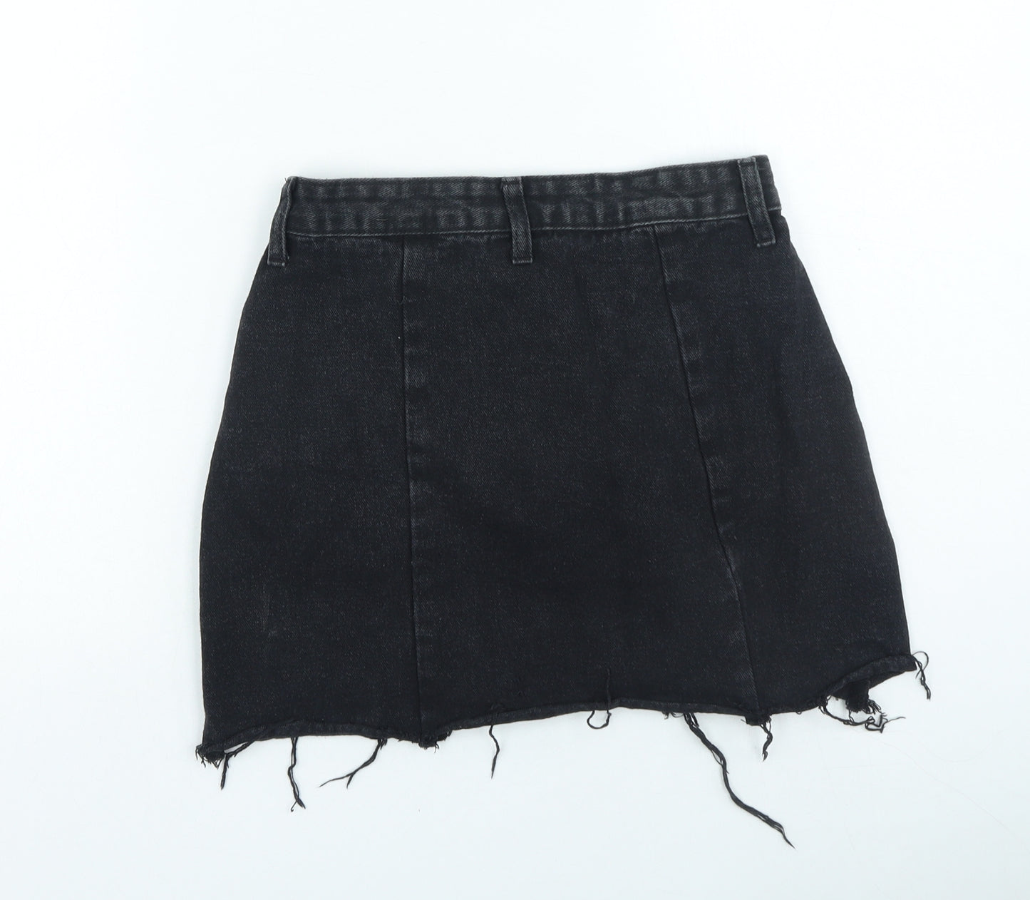 PRETTYLITTLETHING Womens Black Cotton Mini Skirt Size 6 Zip