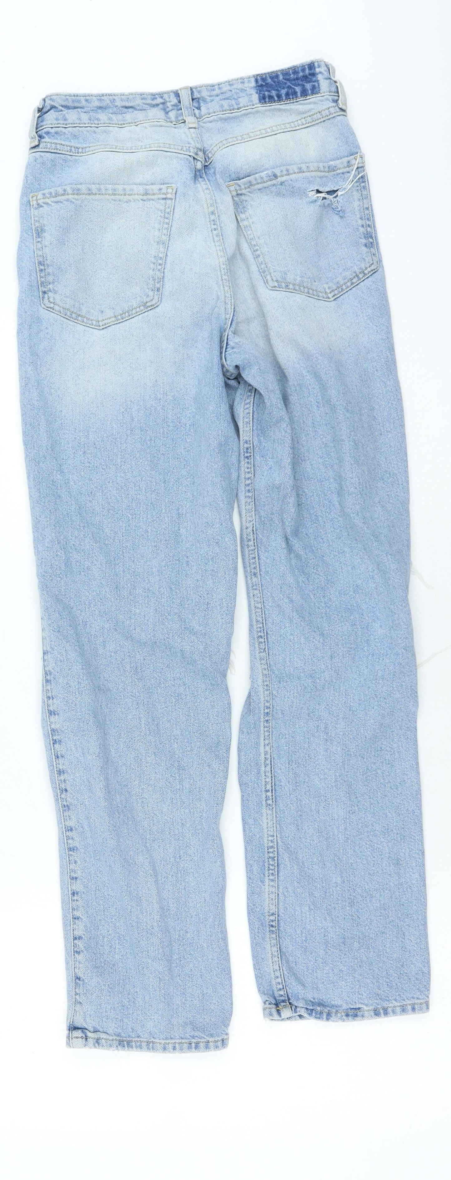 River Island Womens Blue Cotton Mom Jeans Size 6 L26 in Regular Zip