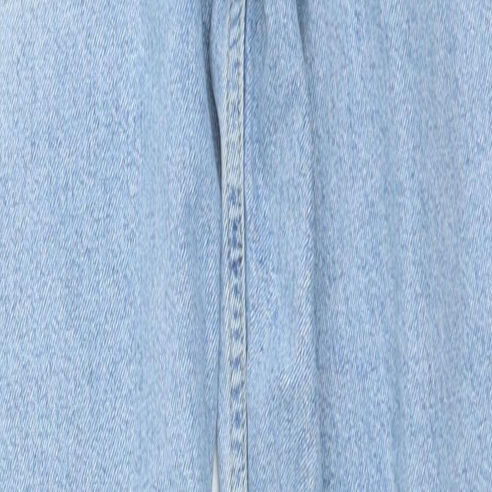 River Island Womens Blue Cotton Mom Jeans Size 6 L26 in Regular Zip