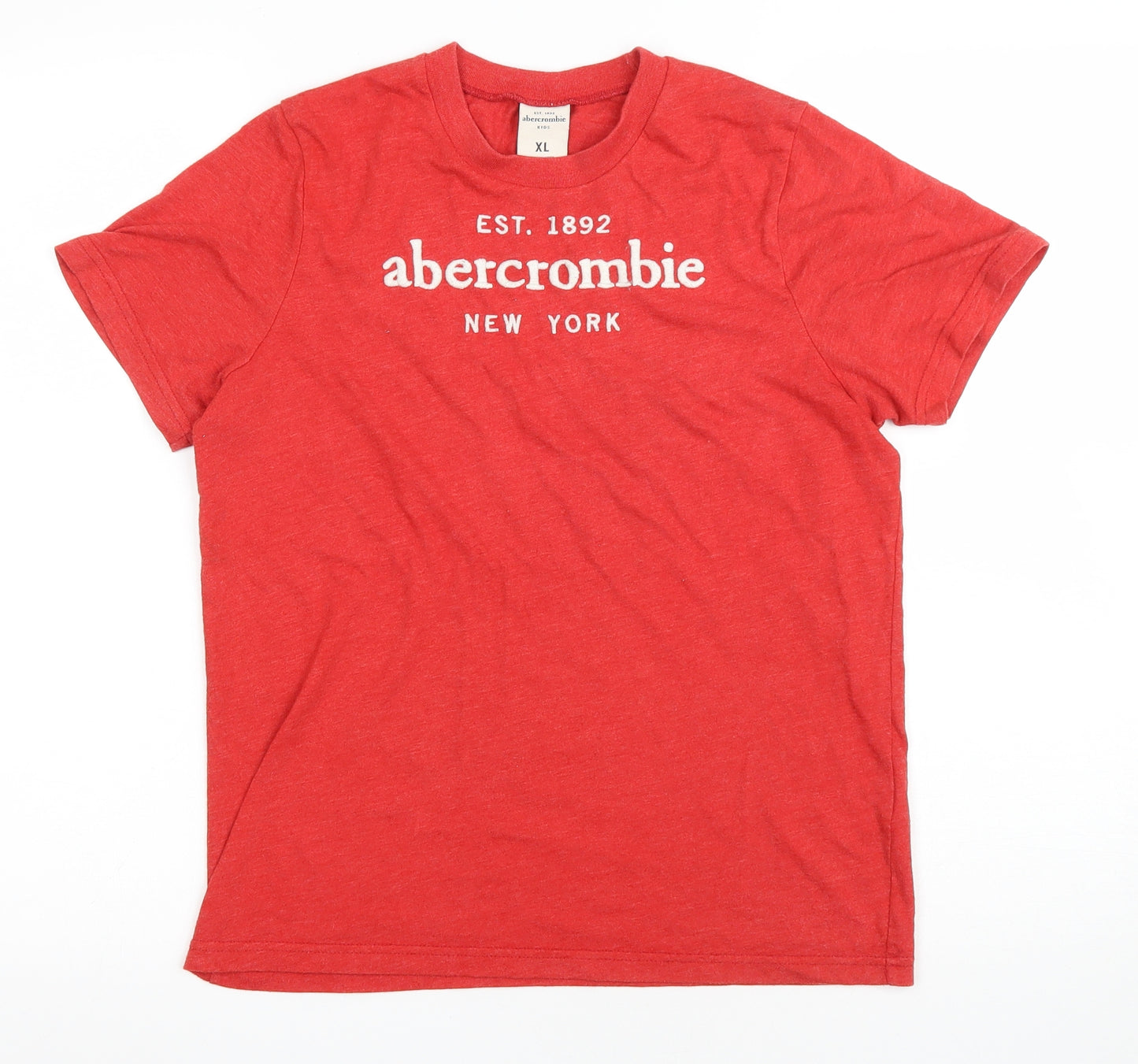abercrombie kids Boys Red Cotton Basic T-Shirt Size XL Round Neck