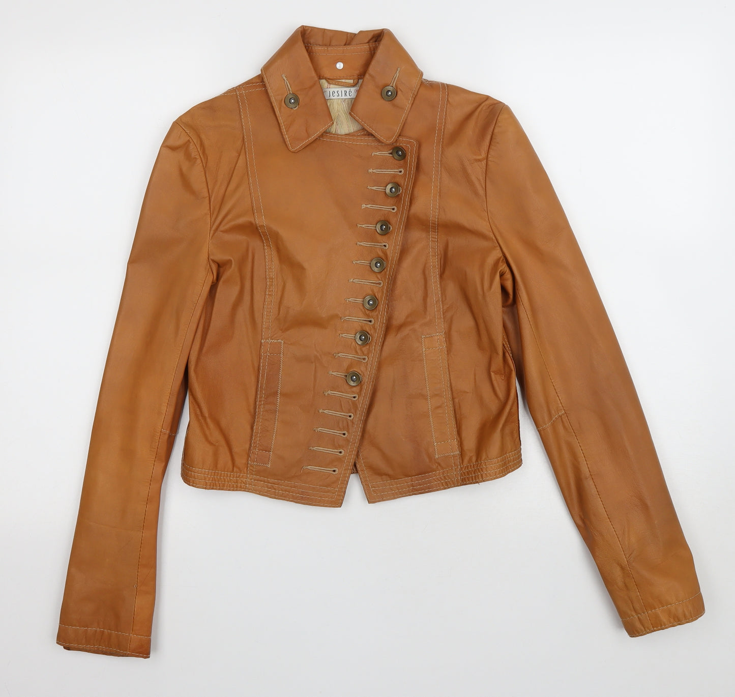 Jesire Womens Brown Biker Jacket Size 8 Button