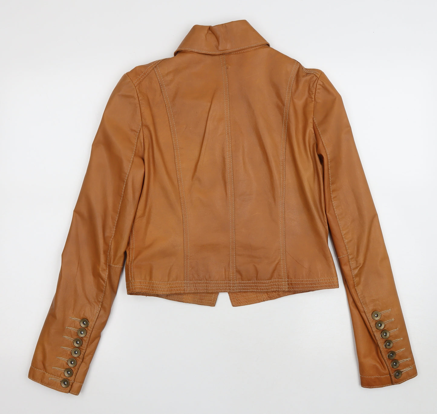 Jesire Womens Brown Biker Jacket Size 8 Button
