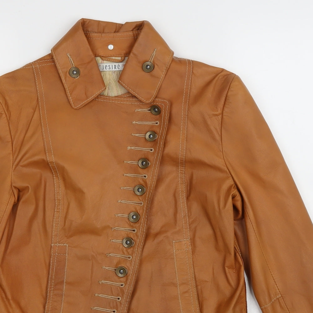 Jesire Womens Brown Biker Jacket Size 8 Button