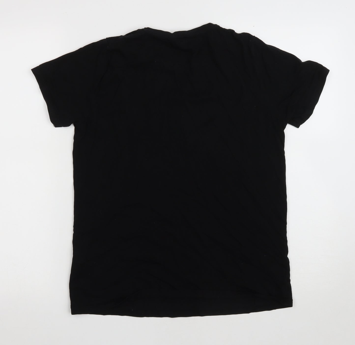 New Look Womens Black Cotton Basic T-Shirt Size 12 Round Neck - Honey