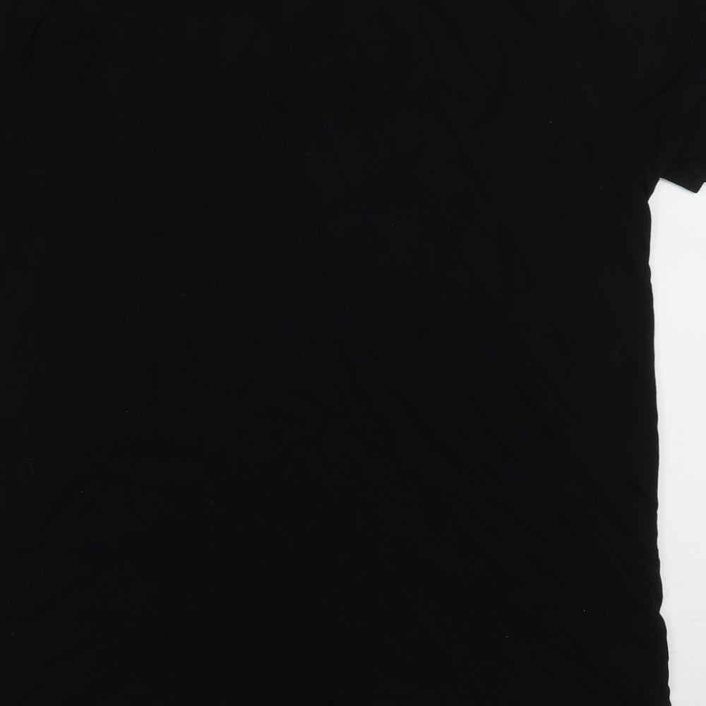 New Look Womens Black Cotton Basic T-Shirt Size 12 Round Neck - Honey