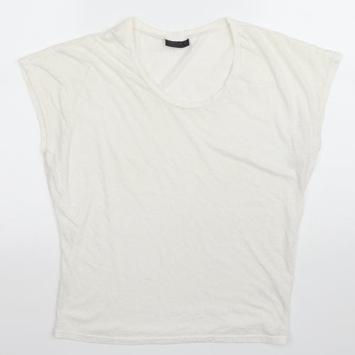Topshop Womens Ivory Polyester Basic T-Shirt Size 6 Scoop Neck