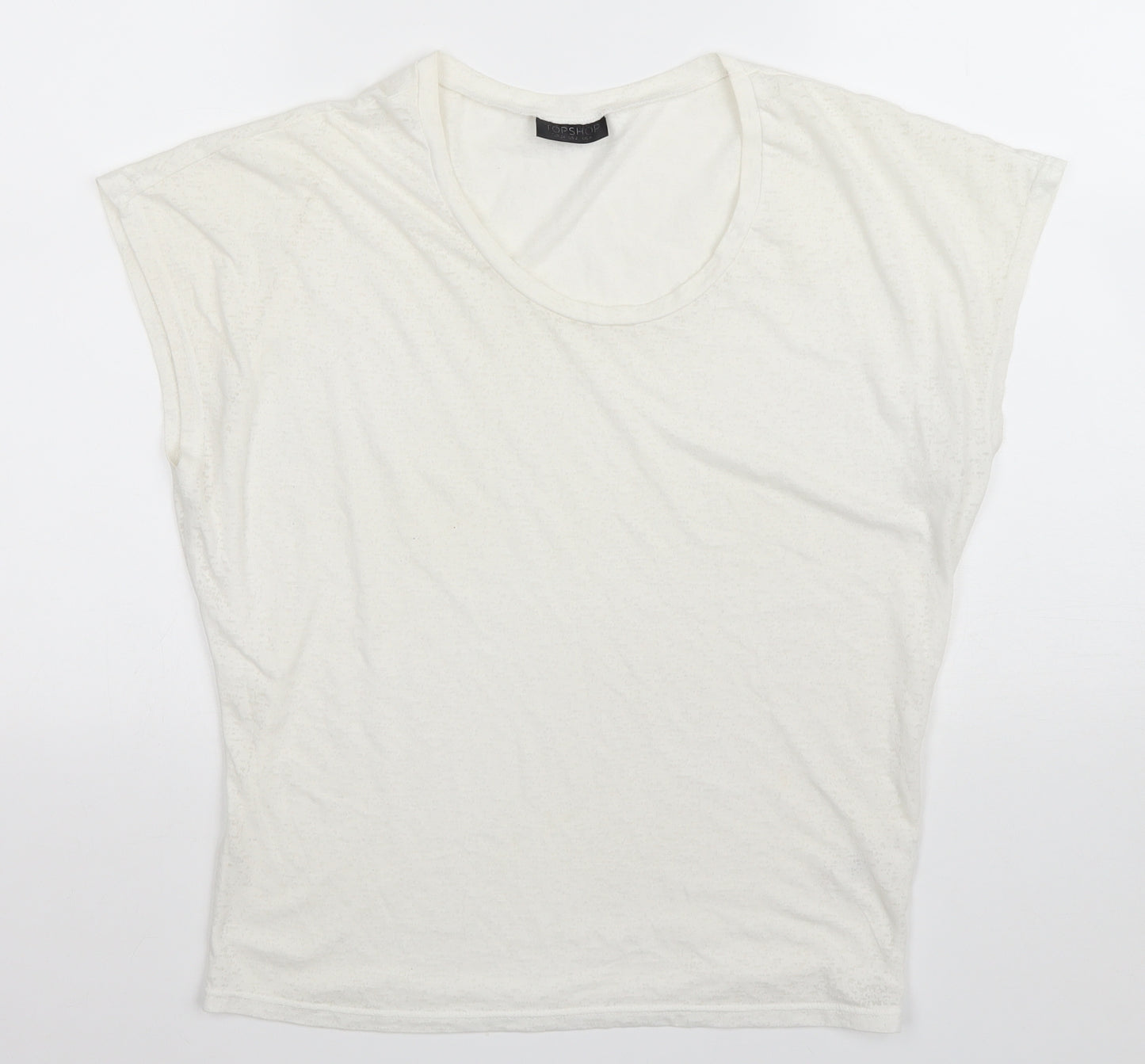 Topshop Womens Ivory Polyester Basic T-Shirt Size 6 Scoop Neck