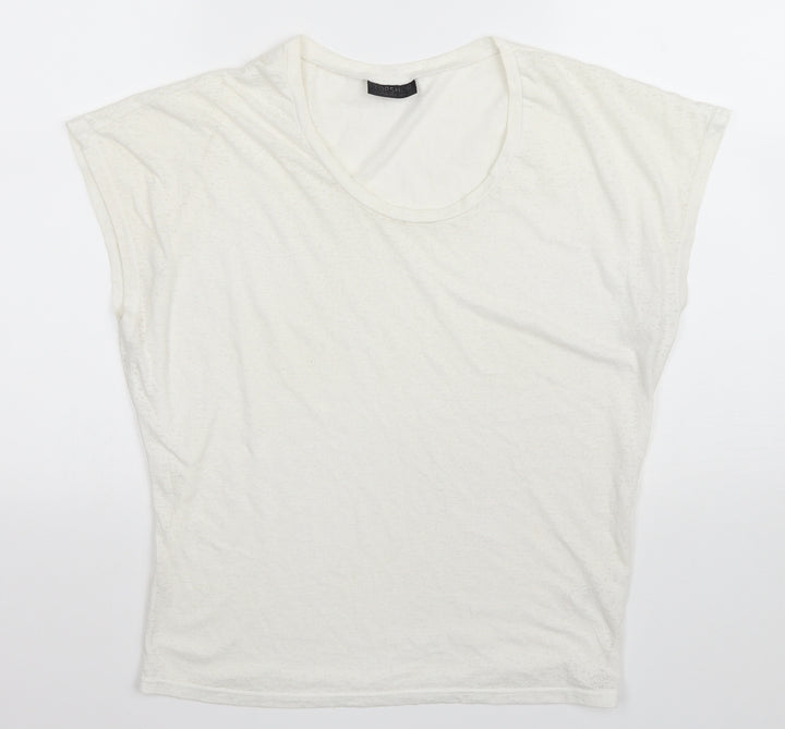 Topshop Womens Ivory Polyester Basic T-Shirt Size 6 Scoop Neck