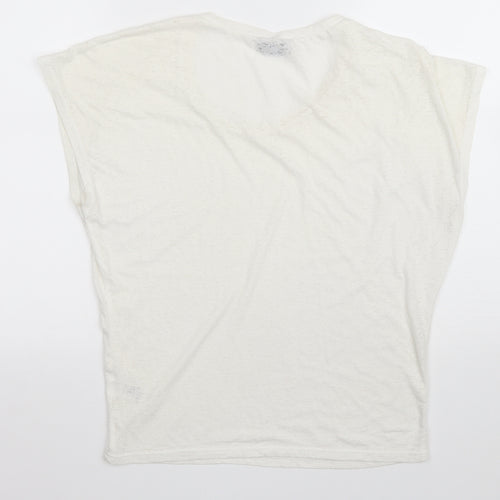 Topshop Womens Ivory Polyester Basic T-Shirt Size 6 Scoop Neck