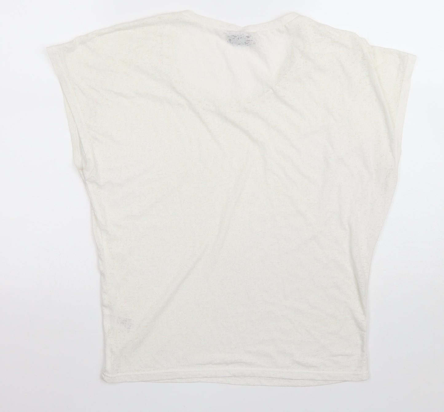 Topshop Womens Ivory Polyester Basic T-Shirt Size 6 Scoop Neck