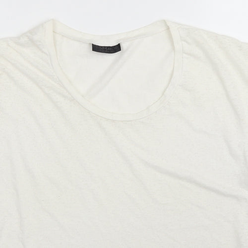 Topshop Womens Ivory Polyester Basic T-Shirt Size 6 Scoop Neck