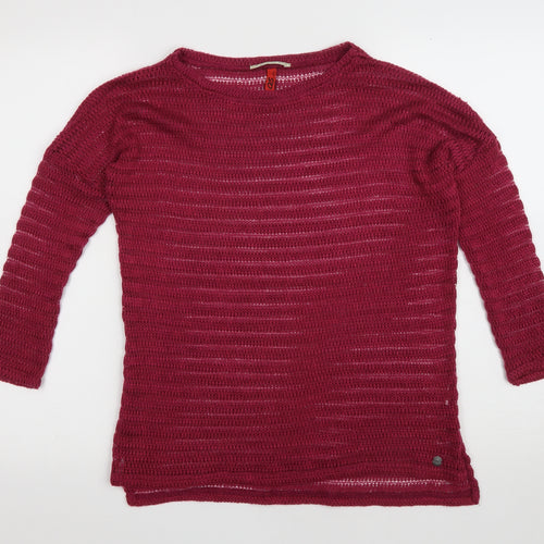 QS by s.Oliver Womens Purple Round Neck Polyester Pullover Jumper Size S