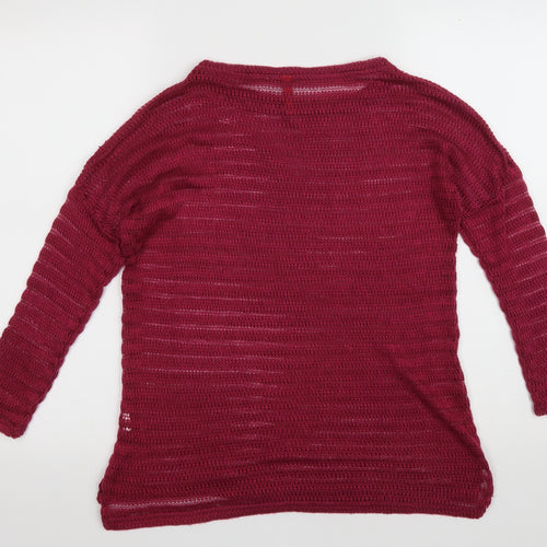 QS by s.Oliver Womens Purple Round Neck Polyester Pullover Jumper Size S