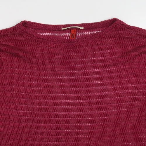 QS by s.Oliver Womens Purple Round Neck Polyester Pullover Jumper Size S