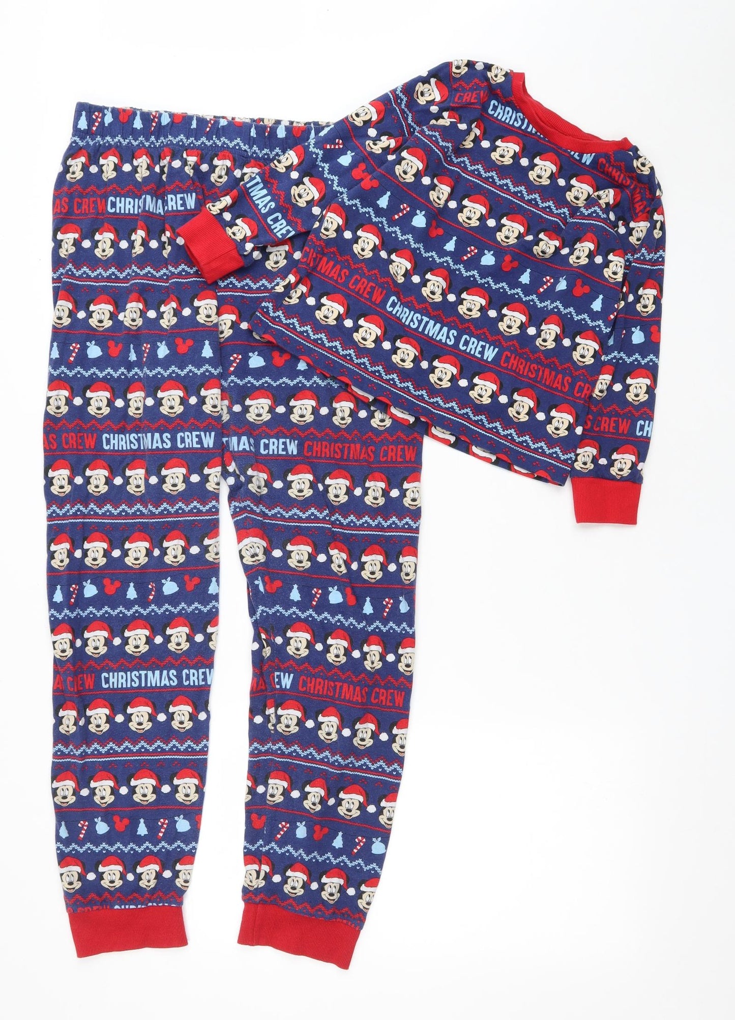 Disney Boys Blue Solid 100% Cotton Pyjama Set Size 6 Years - Mickey Mouse Christmas