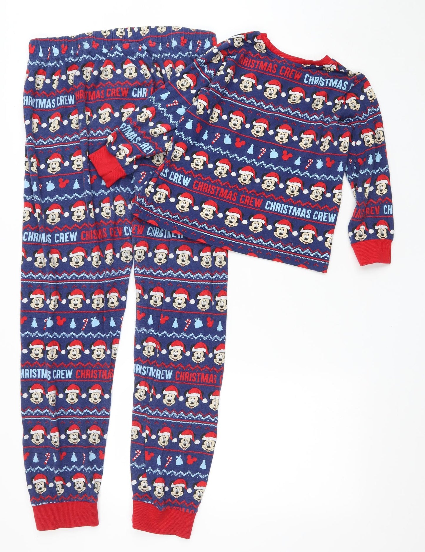 Disney Boys Blue Solid 100% Cotton Pyjama Set Size 6 Years - Mickey Mouse Christmas