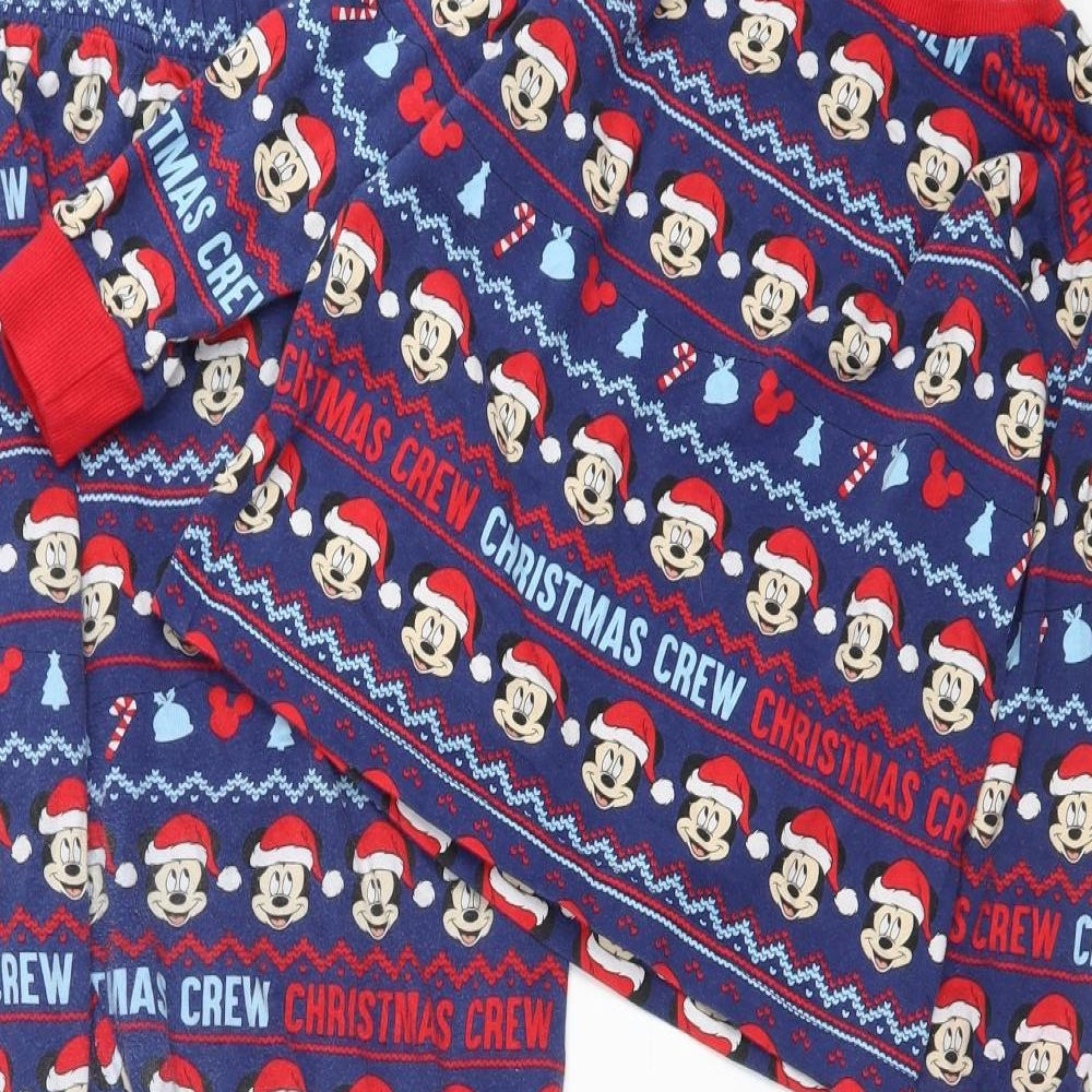 Disney Boys Blue Solid 100% Cotton Pyjama Set Size 6 Years - Mickey Mouse Christmas
