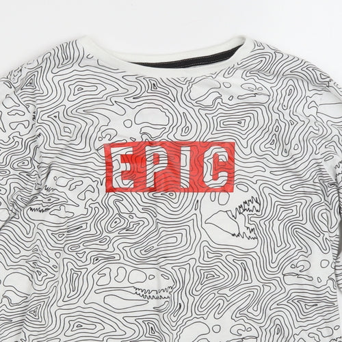 F&F Boys Ivory Camouflage Cotton Pullover Sweatshirt Size 8-9 Years - Dinosaur bone print