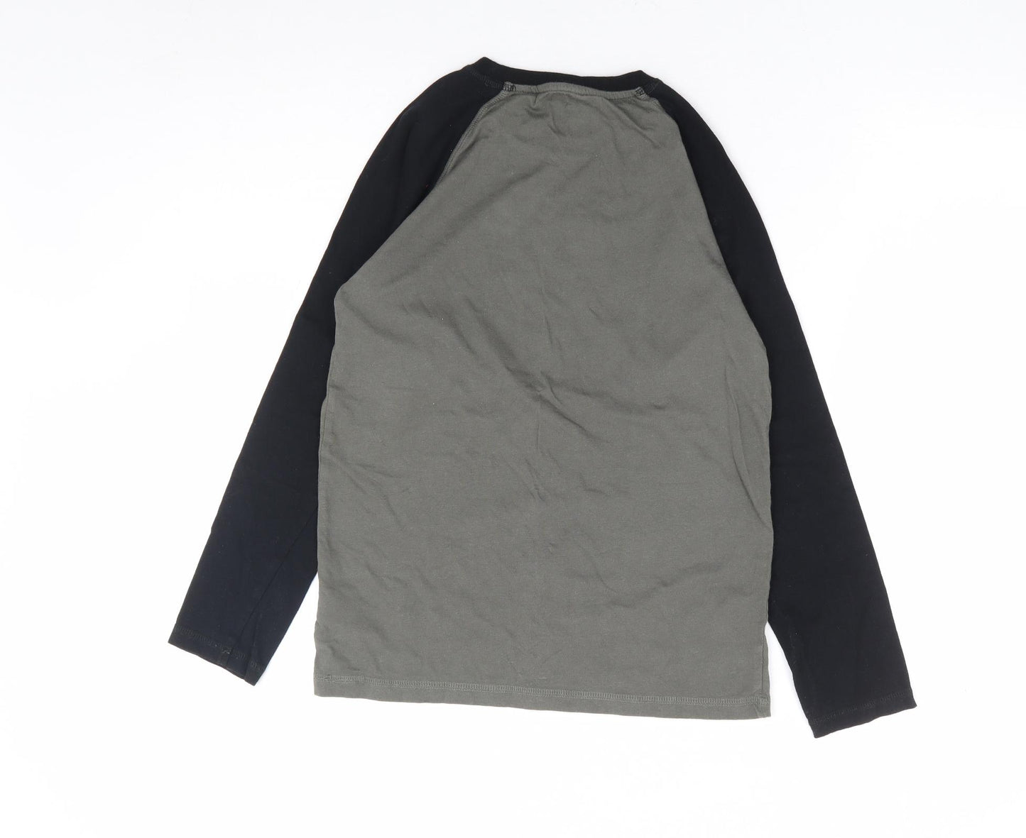 F&F Boys Green Cotton Ringer T-Shirt Size 10-11 Years Round Neck Pullover