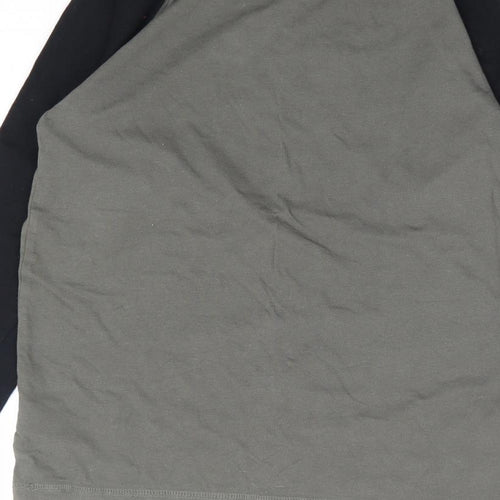 F&F Boys Green Cotton Ringer T-Shirt Size 10-11 Years Round Neck Pullover