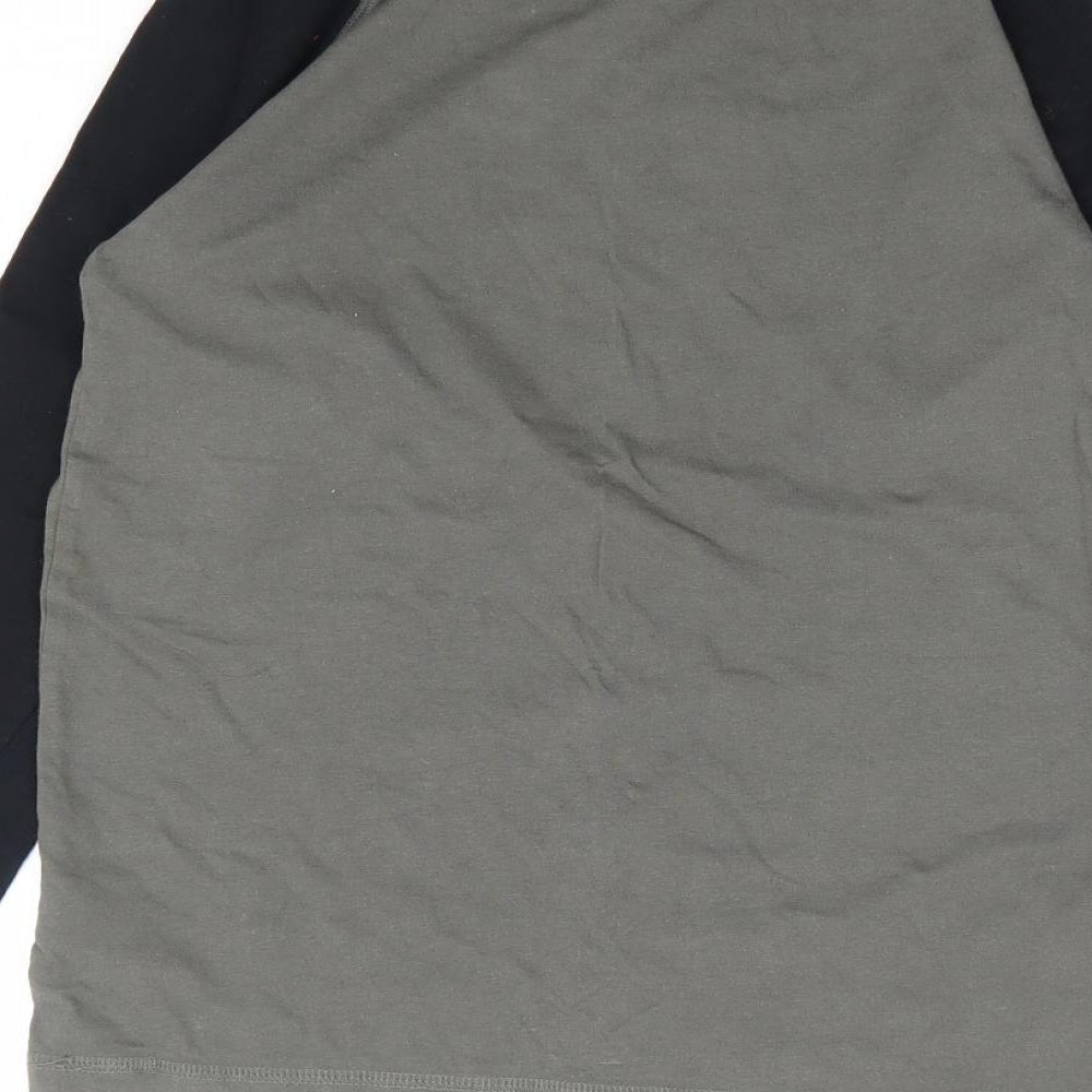 F&F Boys Green Cotton Ringer T-Shirt Size 10-11 Years Round Neck Pullover